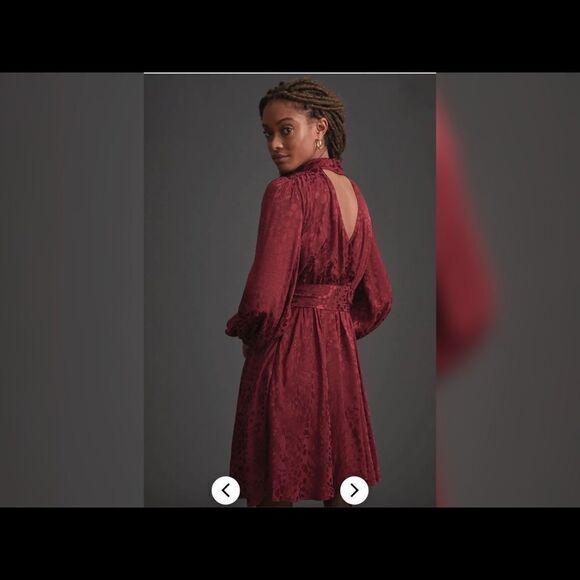 Anthropologie - Jacquard Mini Dress - wine - Picture 1 of 8